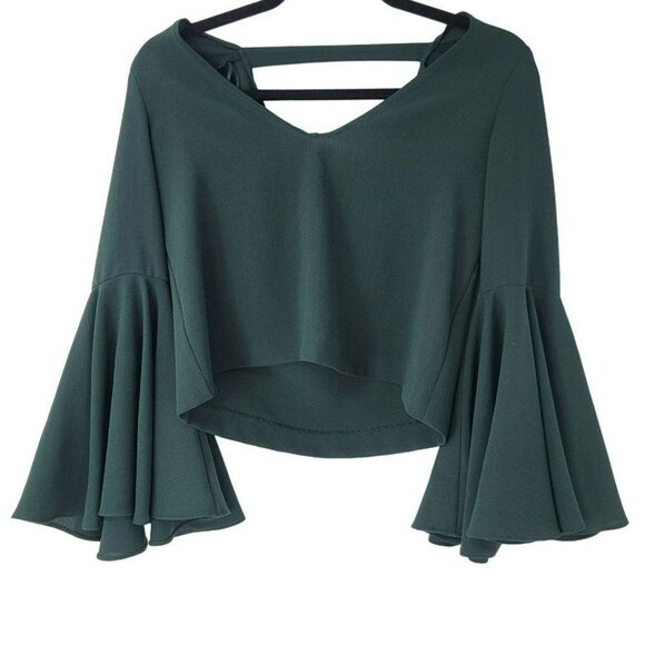 Zara Tops - Zara Green Top Blogger Favorite Flare Sleeves Dressy Cut Out Hipster Festival XS